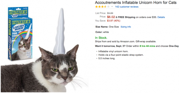 Inflarable Unicorn Horn for Cats