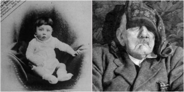 První fotka je vůbec nejstarší dochovaný snímek, druhá zachycuje ‚údajného‘ pětasedmdesátiletého Hitlera (pokud ve skutečnosti nespáchal sebevraždu ve svém berlínském bunkru) na smrtelném loži kdesi v Jižní Americe.