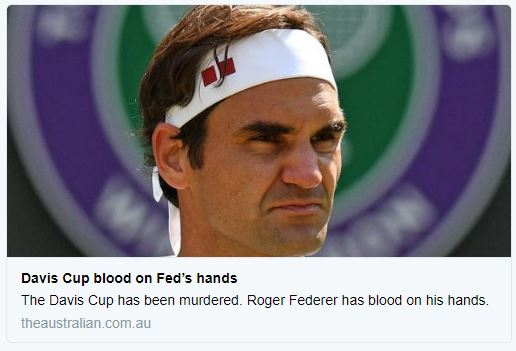 Negativní ohlasy jsou nejenem z České republiky. Například uustralská médie přičítají vinu za zabití Davis Cupu Rogeru Federerovi.